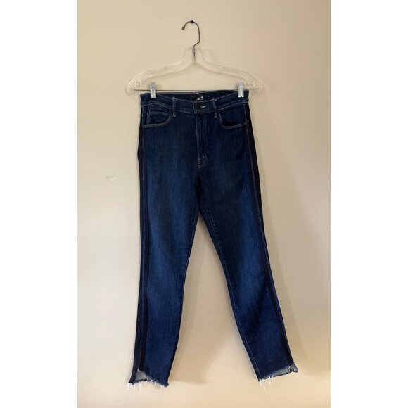 Mother Womens Size 26 Stunner Zip Ankle Step Fray Dark Wash Blue Denim Jeans - Picture 1 of 7
